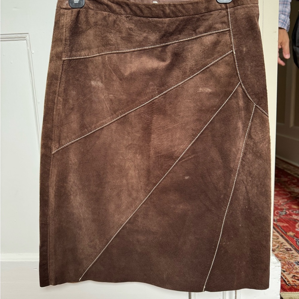 BCBGMaxAzria Vintage Brown Suede Pencil Skirt